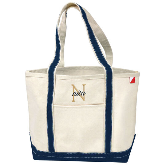 Nantucket Deluxe Tote Bag with Navy Trim